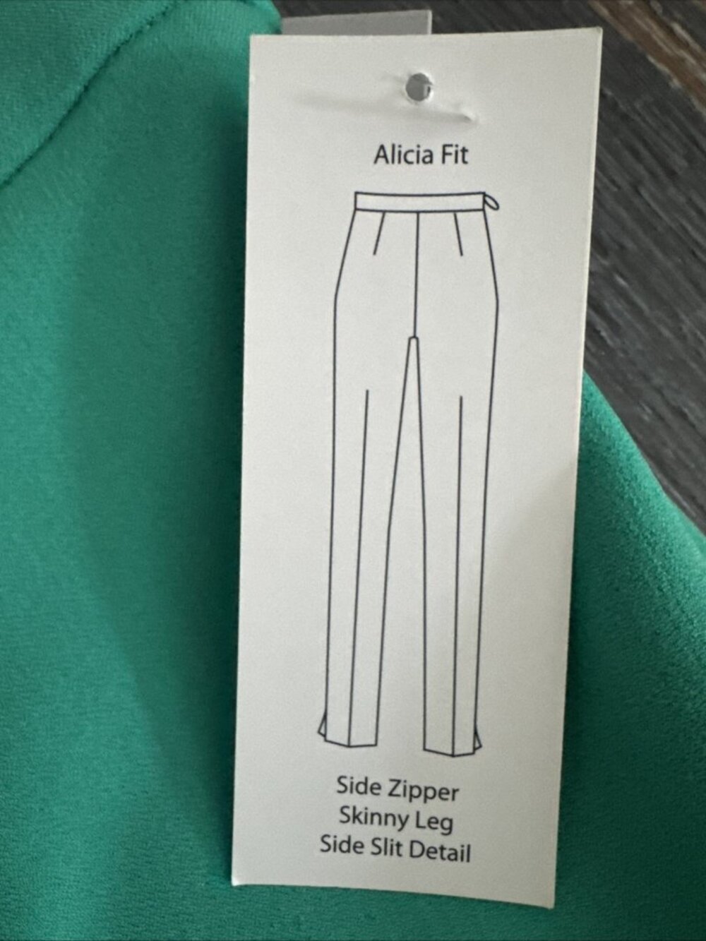 Preston & York Skinny Leg Dress Pants Size 6 Green Stretch Side Slit 33x28 NEW - Picture 3 of 9